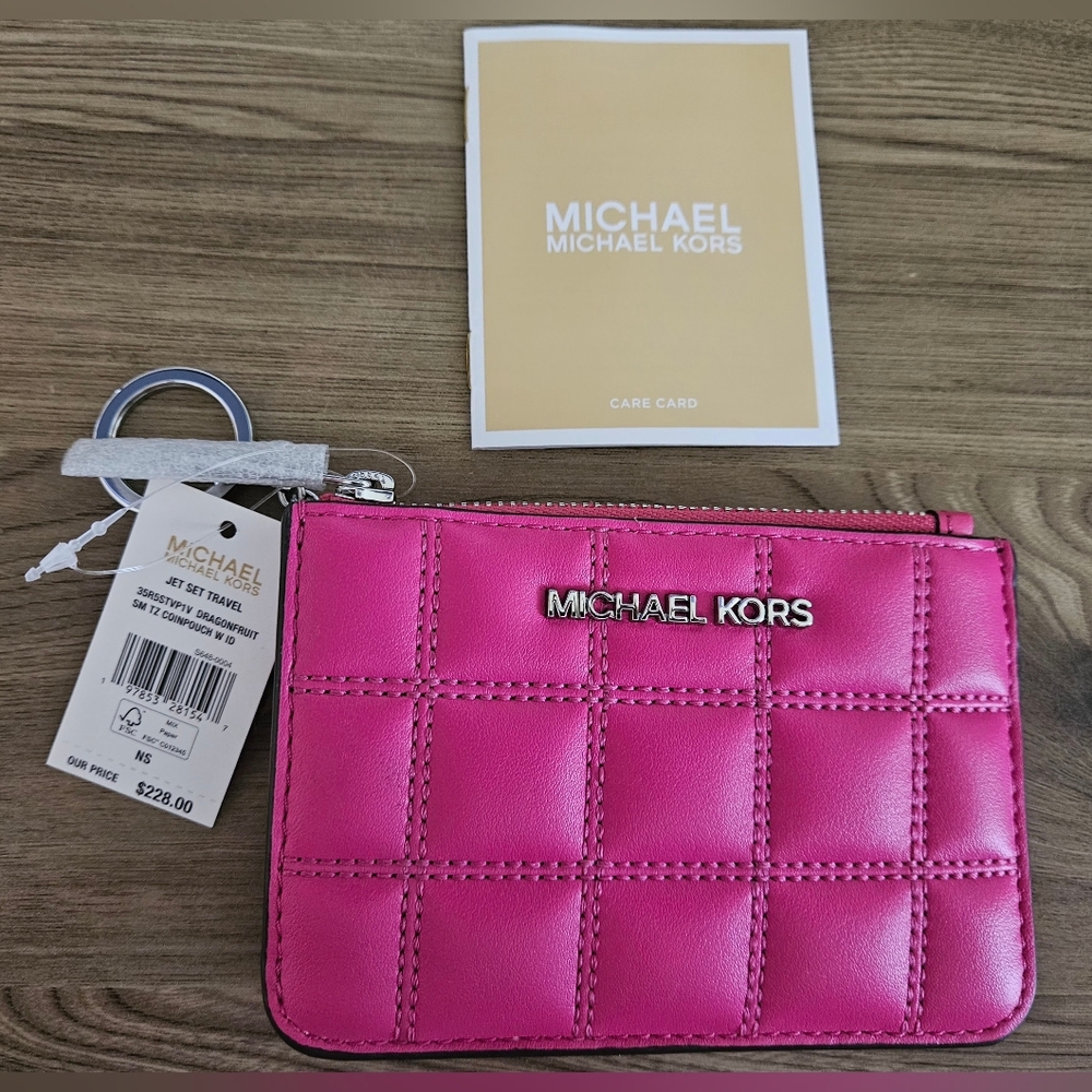 NWT Michael Kors Fuchsia Quilted Wallet